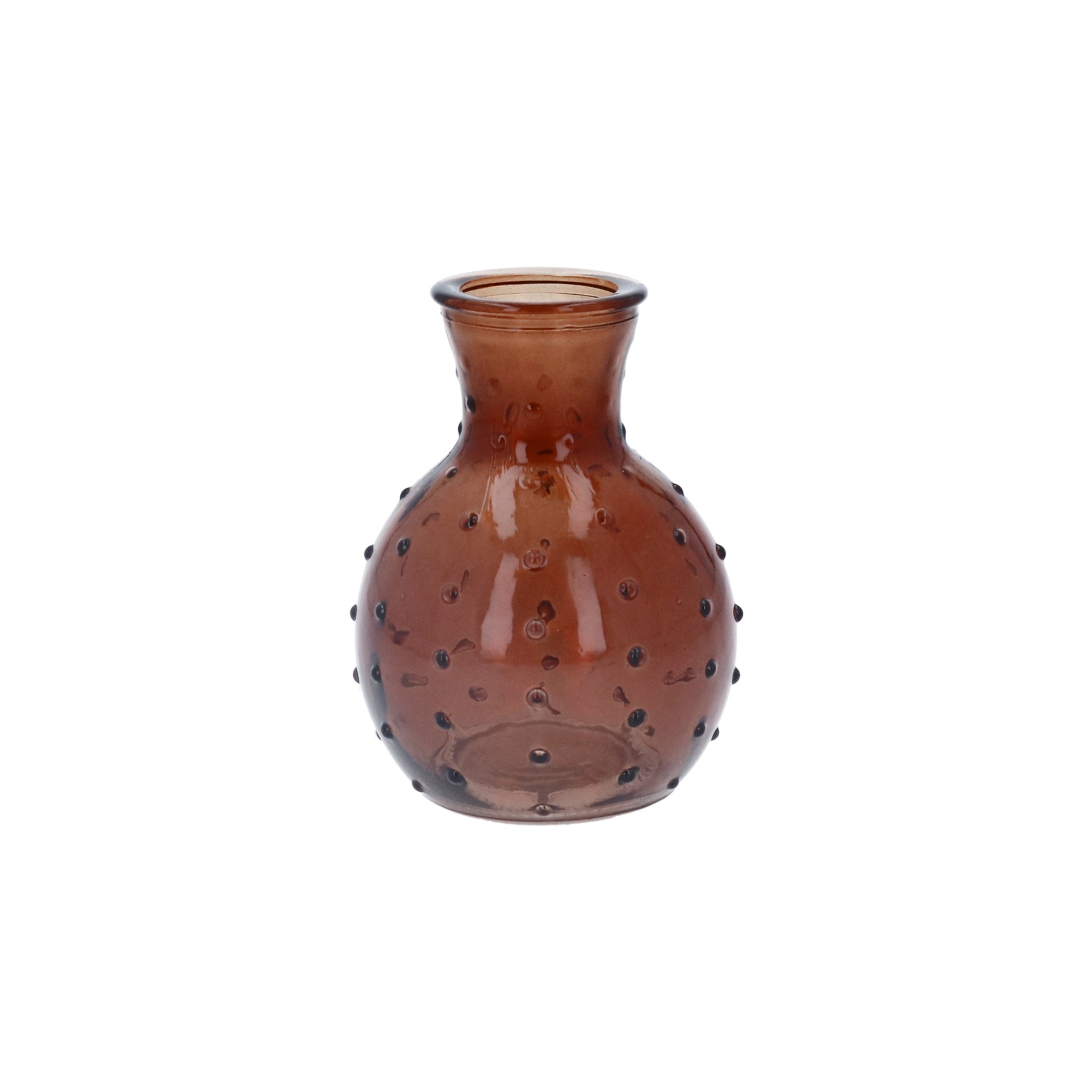 Dark amber dimple glass mini bud vase