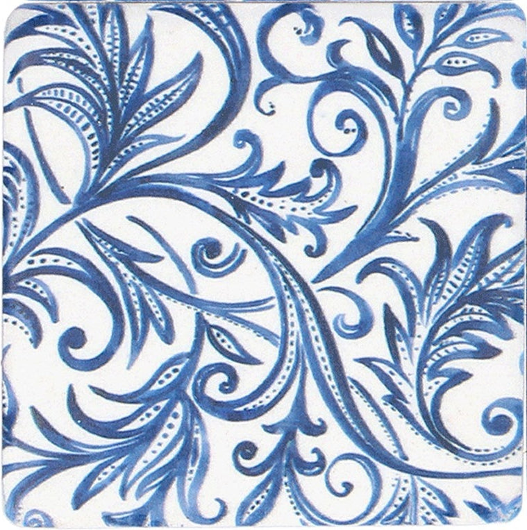 Set of 4 indigo wallpaper resin coasters