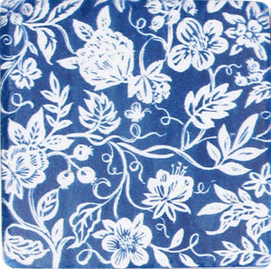 Set of 4 indigo wallpaper resin coasters