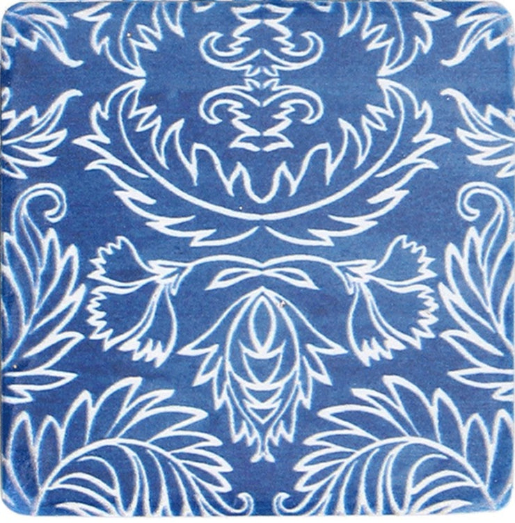 Set of 4 indigo wallpaper resin coasters