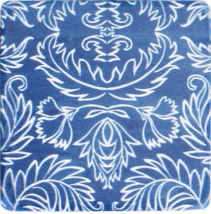 Set of 4 indigo wallpaper resin coasters