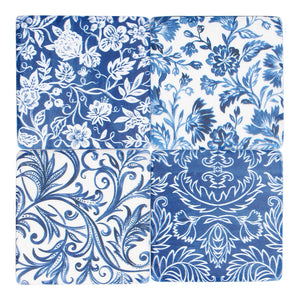 Set of 4 indigo wallpaper resin coasters