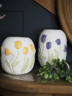 Purple tulip stoneware vase