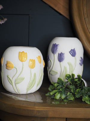 Purple tulip stoneware vase