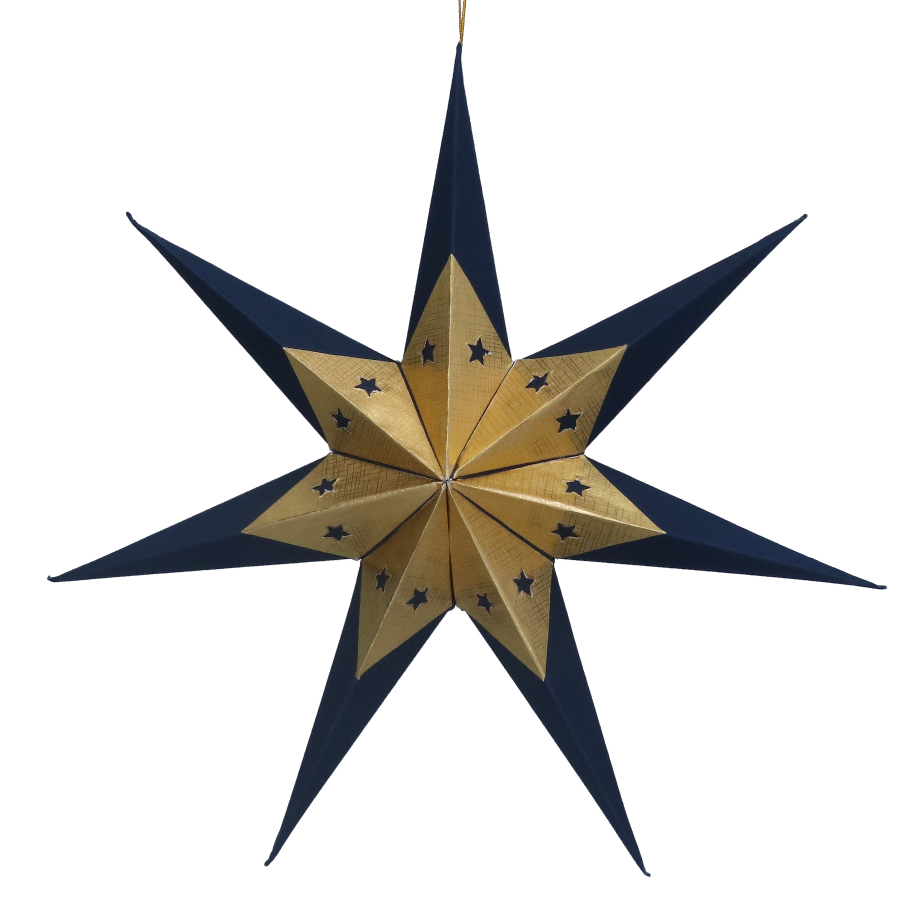 Navy Blue/gold paper star -large