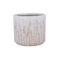 Rustic white lavender stoneware pot cover (Small)