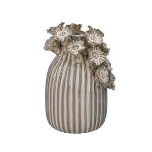 Taupe Porcelain Flower Applique Dec. Vase Sml
