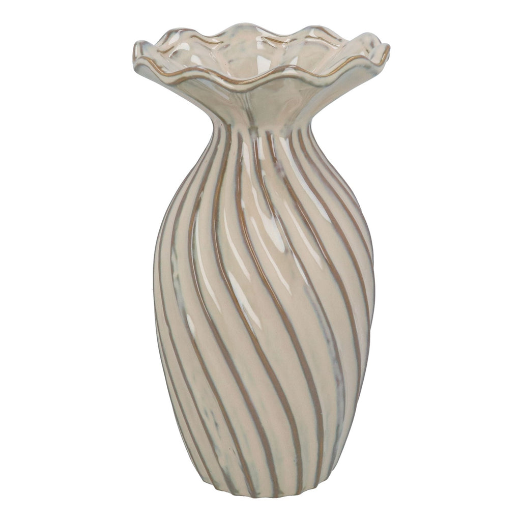 Taupe Stoneware Twist Frill Dec. Vase