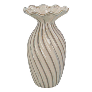 Taupe Stoneware Twist Frill Dec. Vase