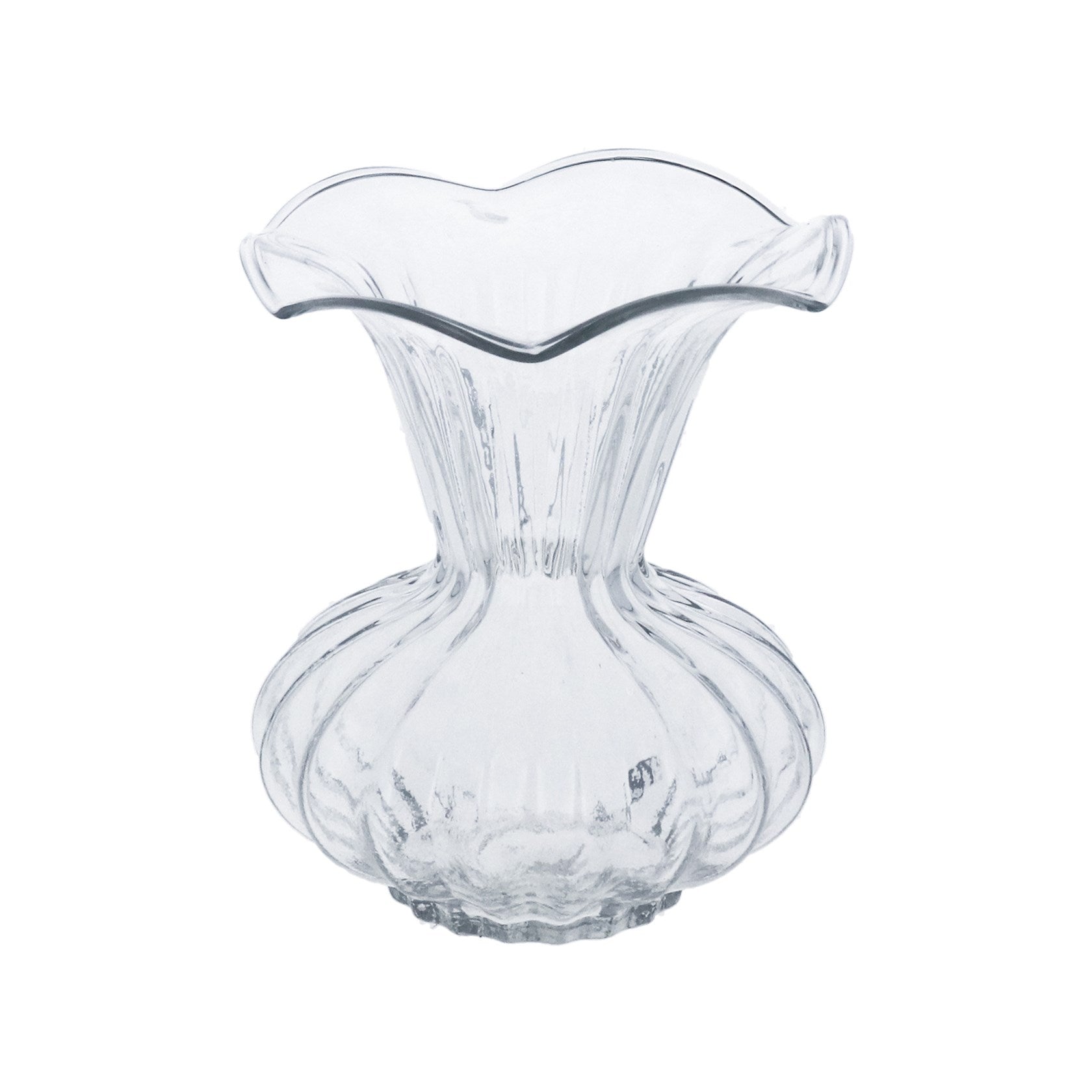 Clear glass frill vase, Sml