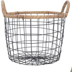 Wire Tub Basket with Woven Trim 2 sizes