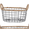 Wire Oval Basket with Woven Trim