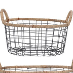 Wire Oval Basket with Woven Trim