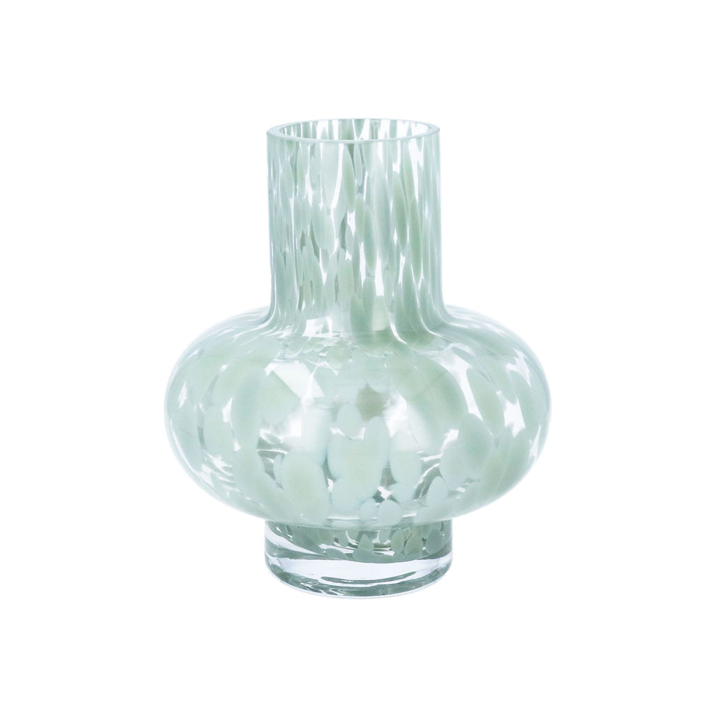 Sage green tortoiseshell glass funnel vase