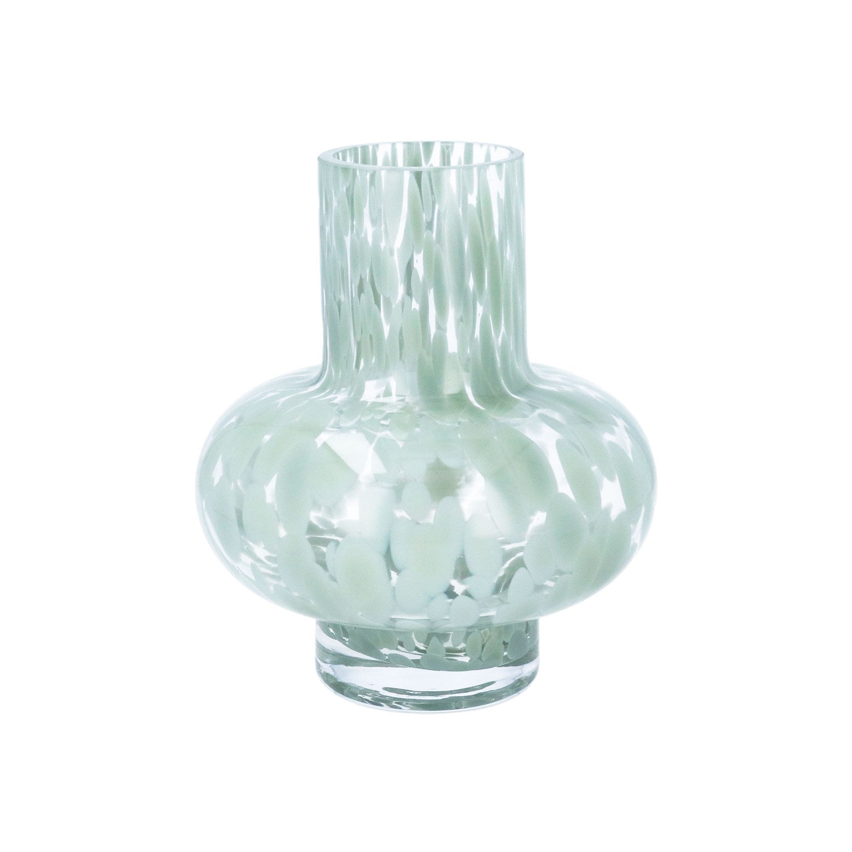 Sage green tortoiseshell glass funnel vase