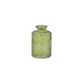 Olive green glass ribbed bud vase