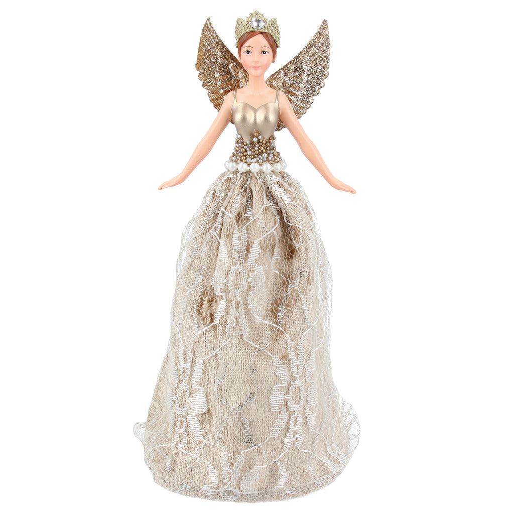 Lux champagne gold lace fairy tree topper