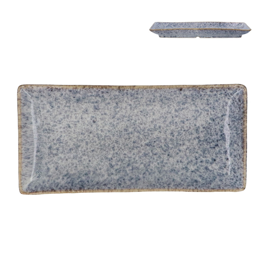 Blue Speckled Stoneware Rectangular Plate