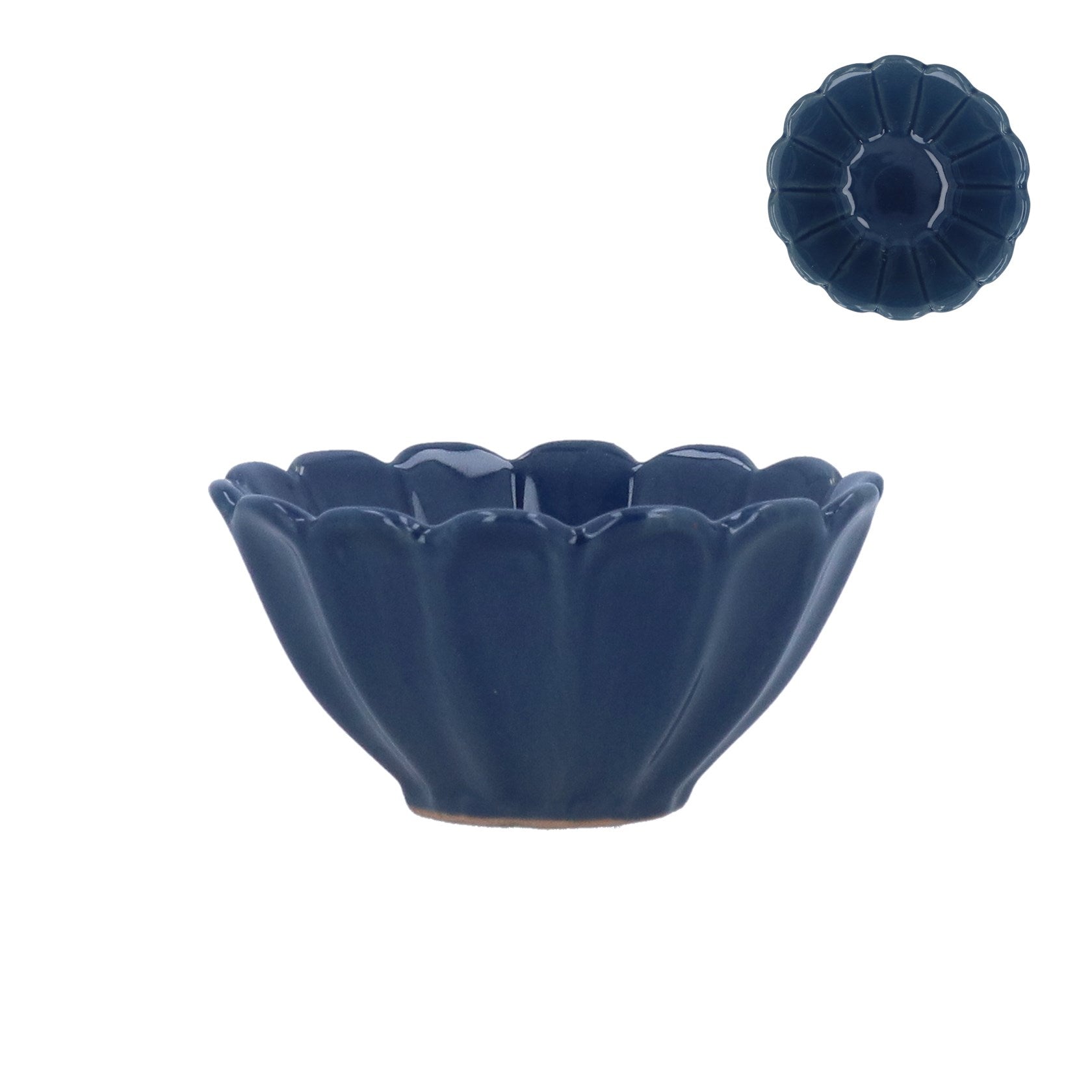 Navy stoneware fluted mini bowl