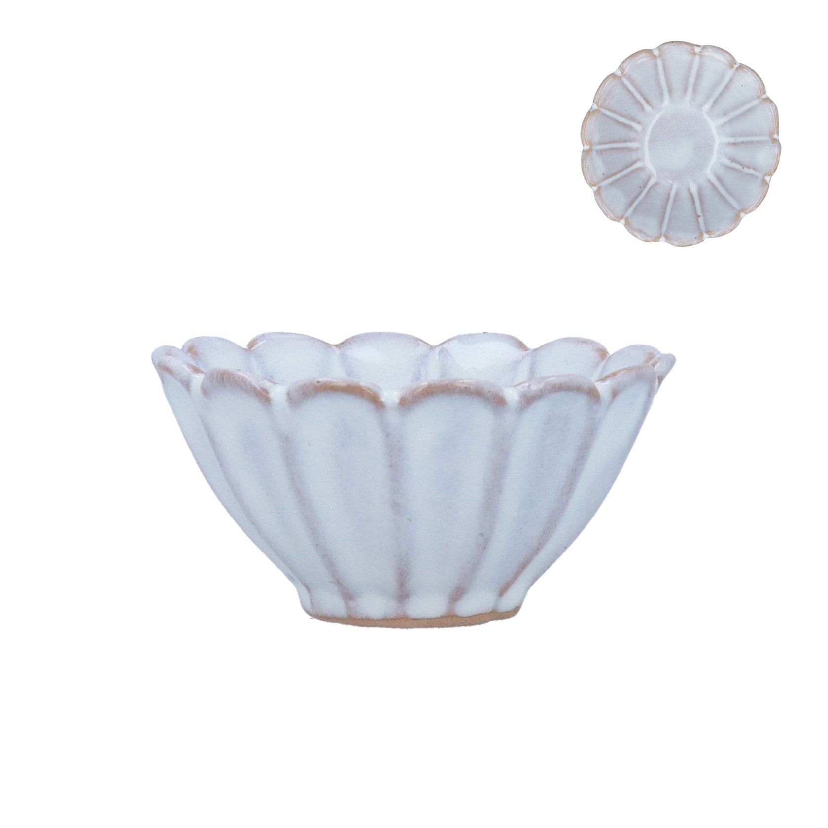 White stoneware fluted mini bowl