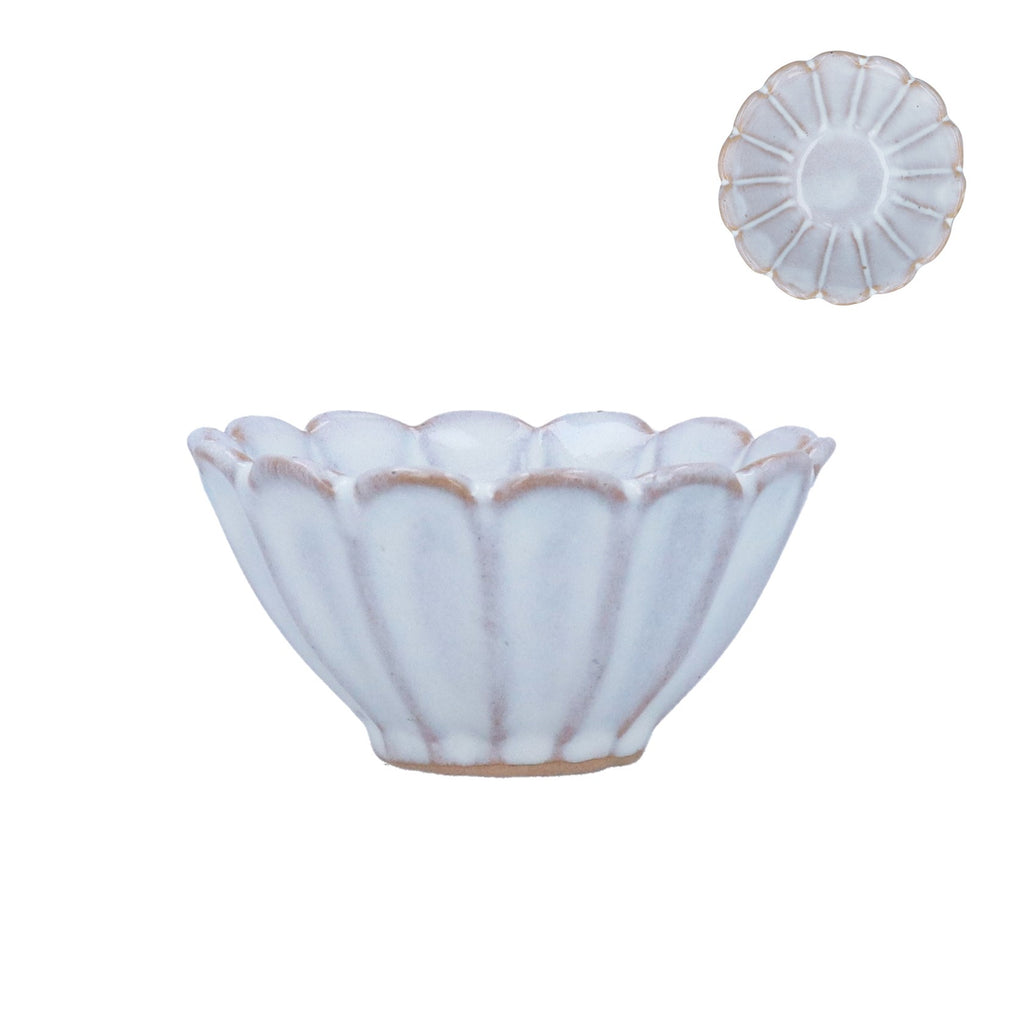 White Stoneware Fluted Mini Bowl