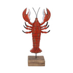 Rustic wood lobster on plinth ornament
