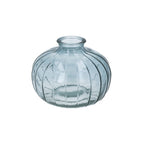 Blue glass ribbed onion bud vase