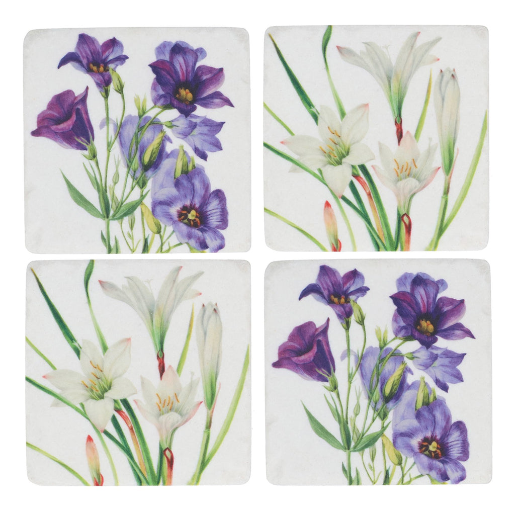 Lisianthus & crocus resin coaster