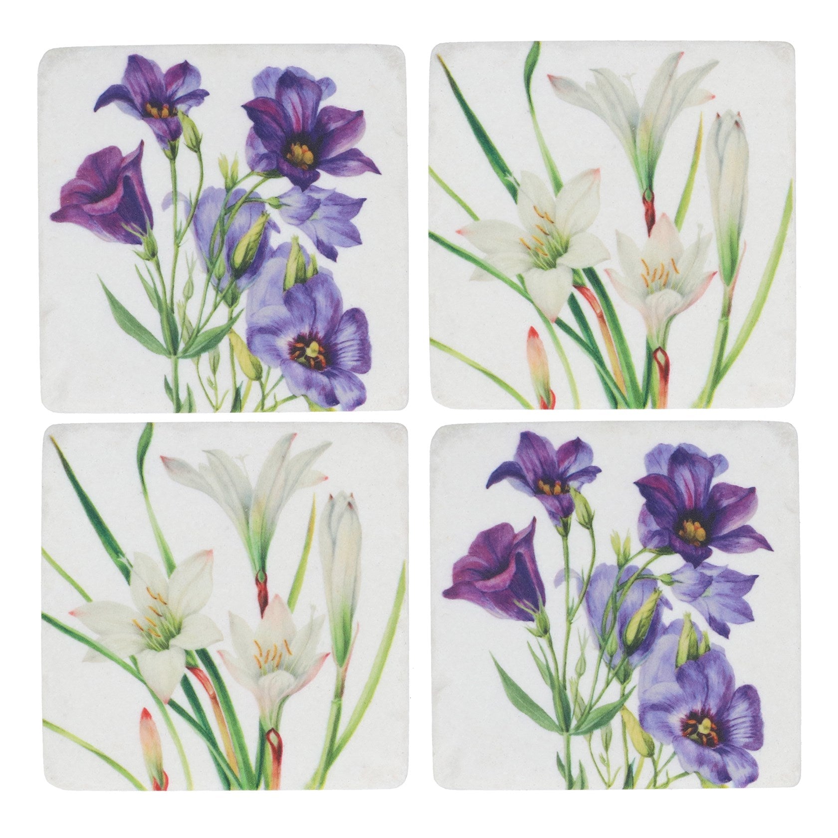 Lisianthus & crocus resin coaster