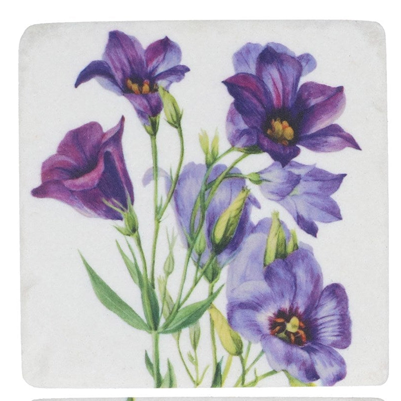 Lisianthus & crocus resin coaster