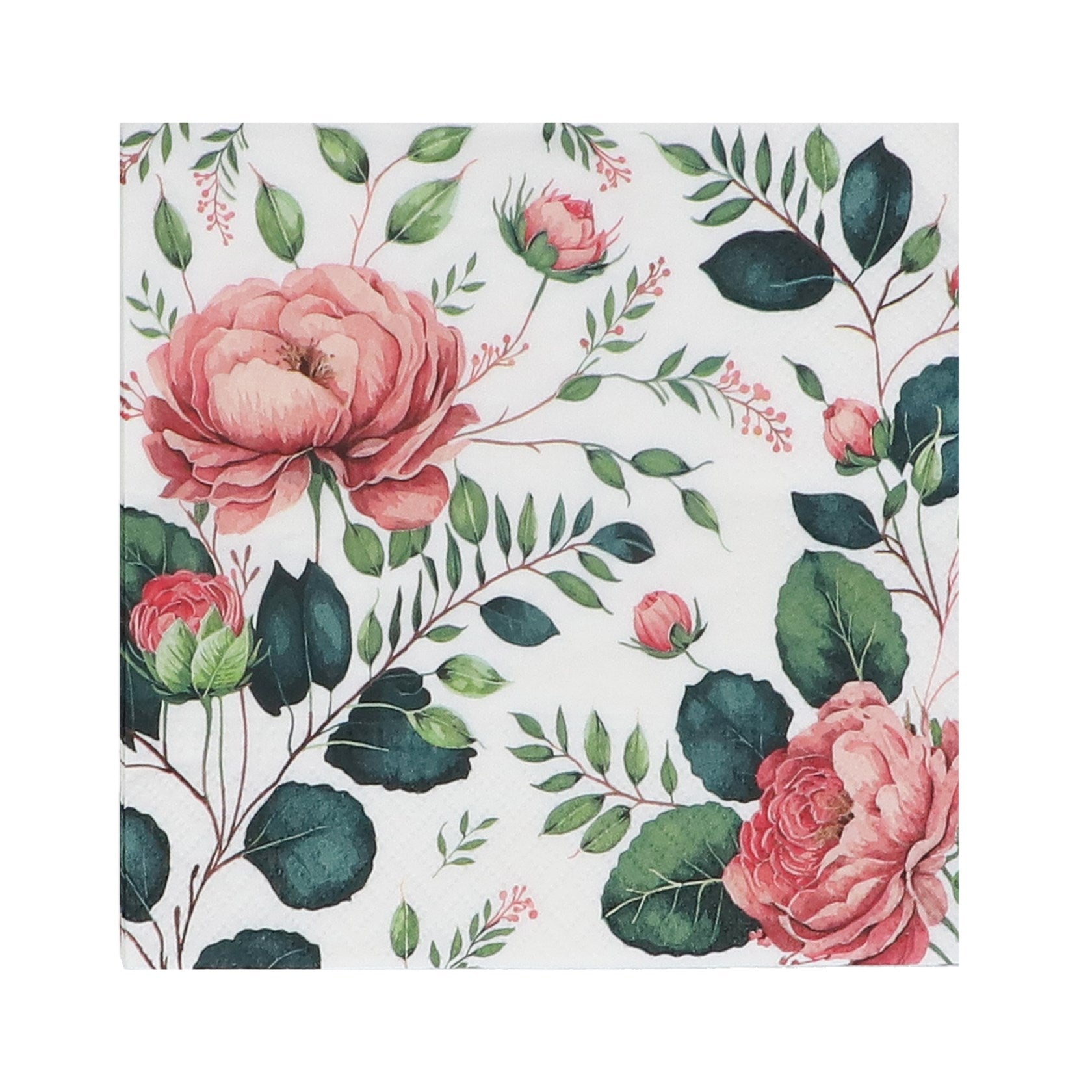 Pink wild rose paper napkin pack