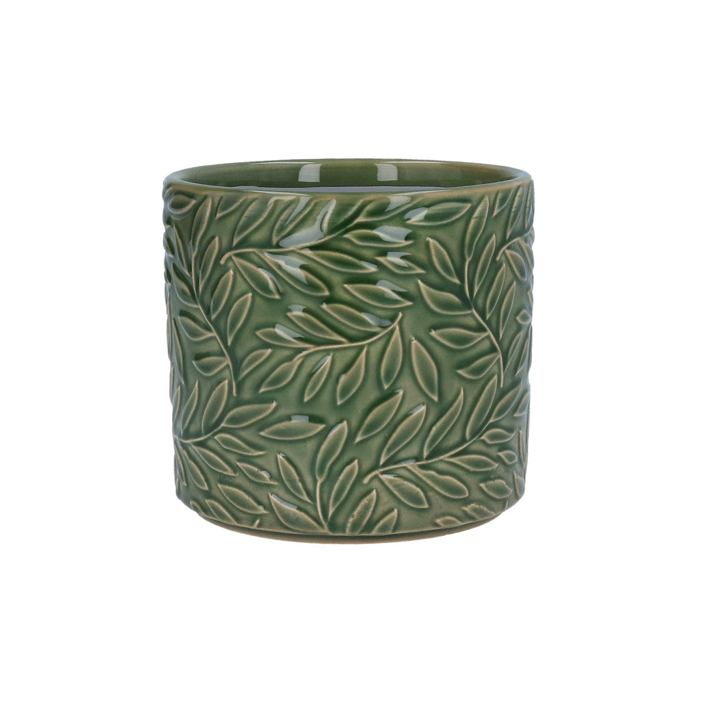 Green willow stoneware pot cover (Medium)