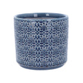 Navy tile design plant pot, medium