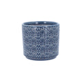 Navy tile design stoneware pot (8cm)