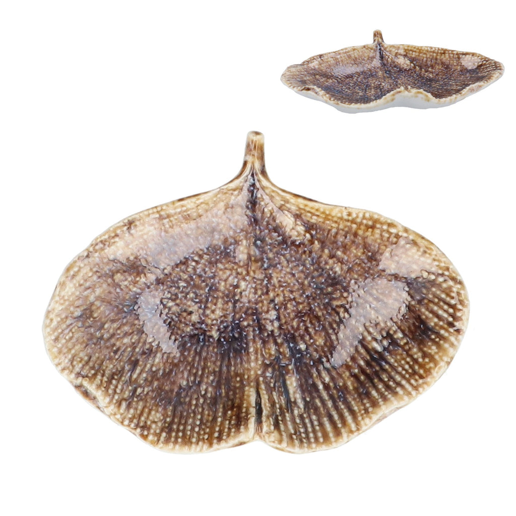 Natural reactive stoneware gingko trinket dish