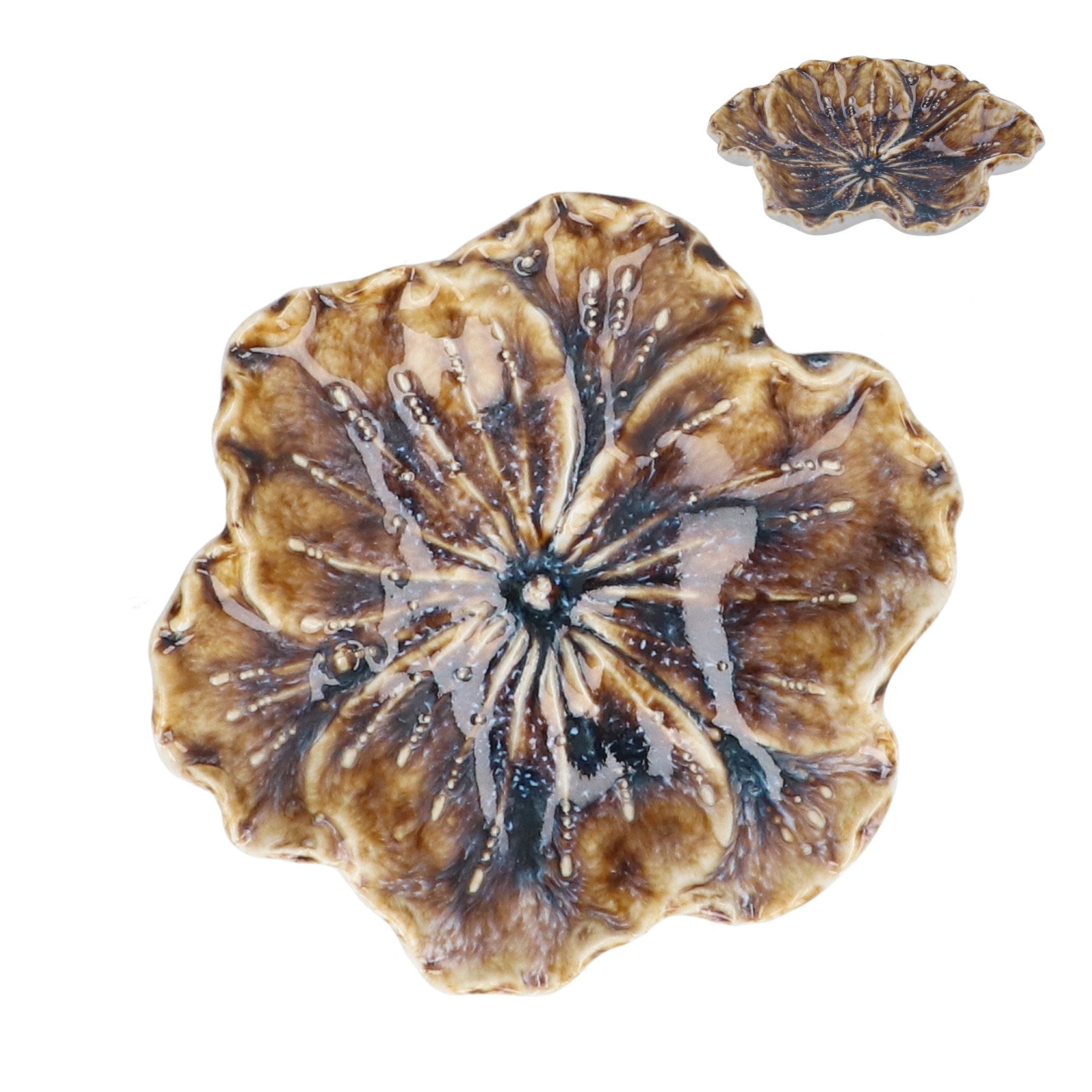 Natural reactive stoneware hellebore trinket dish