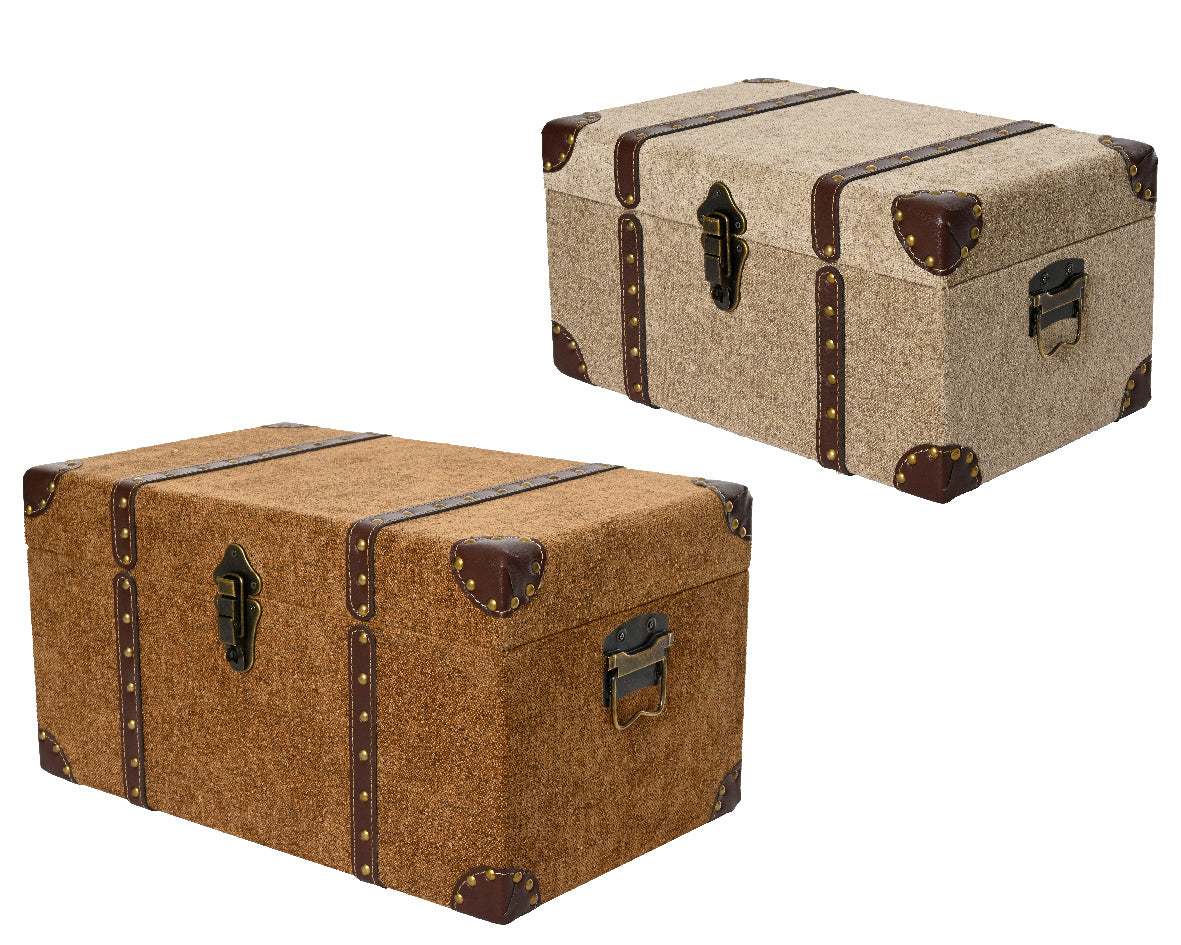 Chests with leather binding and copper closure