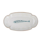 Fish fluted stoneware oval plate