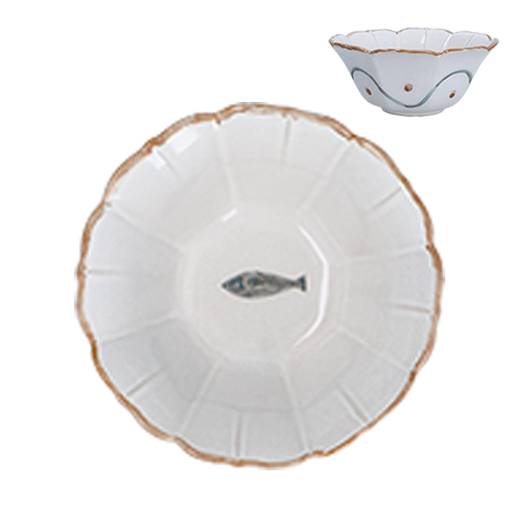 Fish fluted stoneware bowl