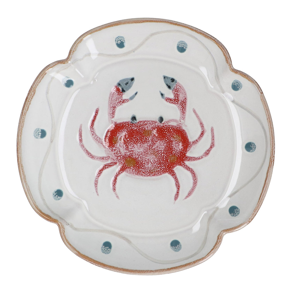 Crab fluted stoneware plate