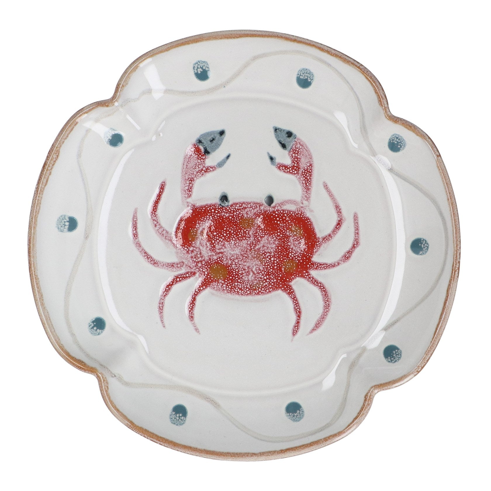 Crab fluted stoneware plate