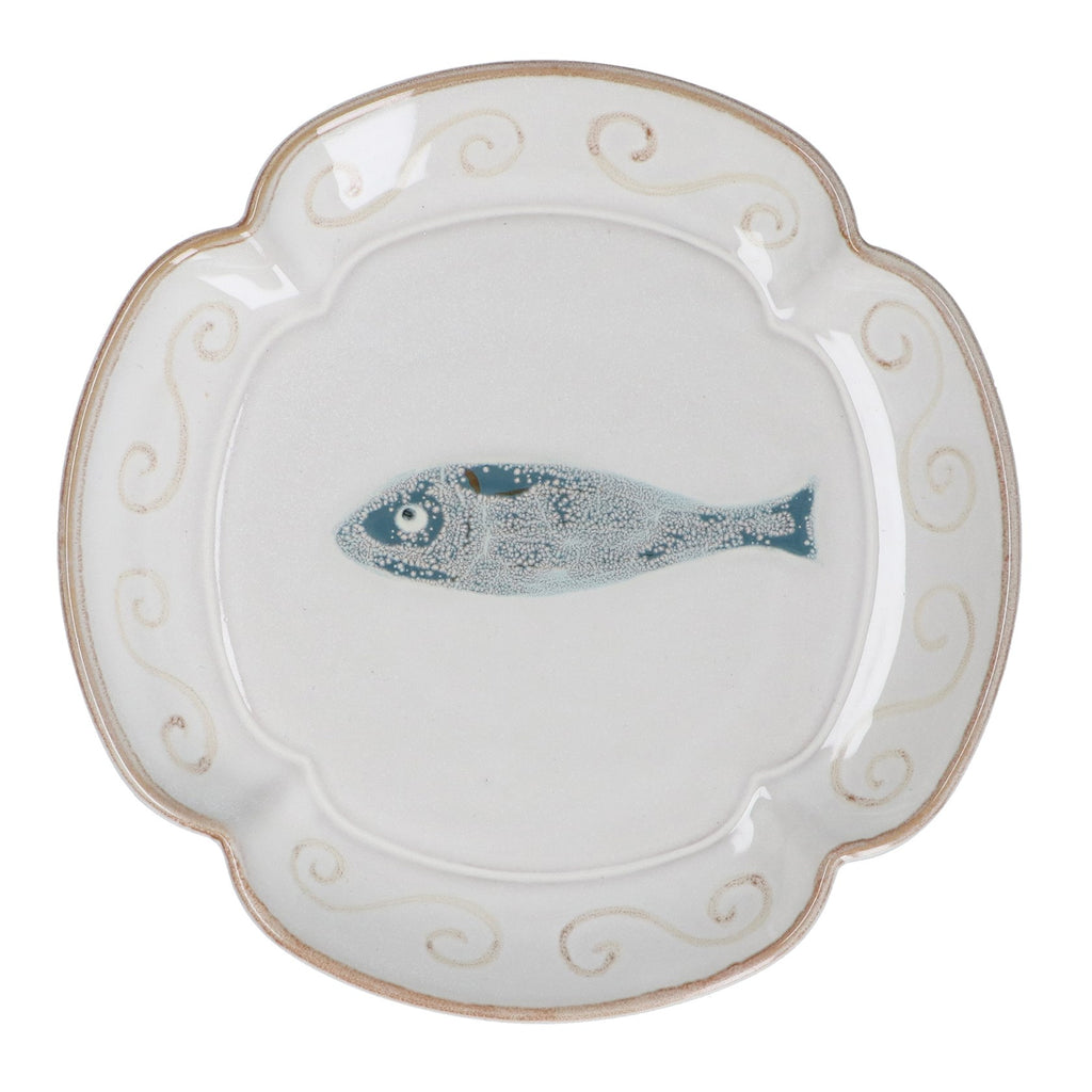 Fish fluted stoneware plate