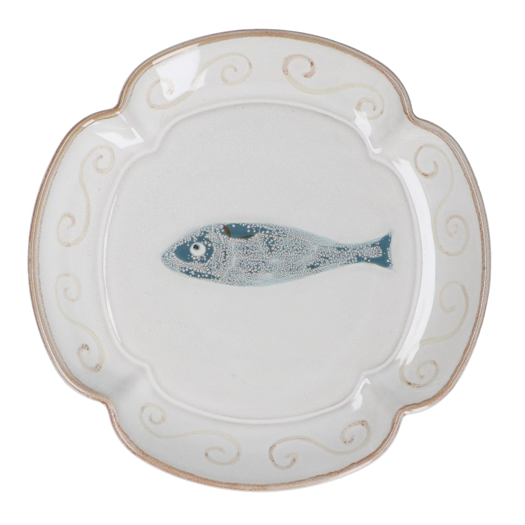 Fish fluted stoneware plate