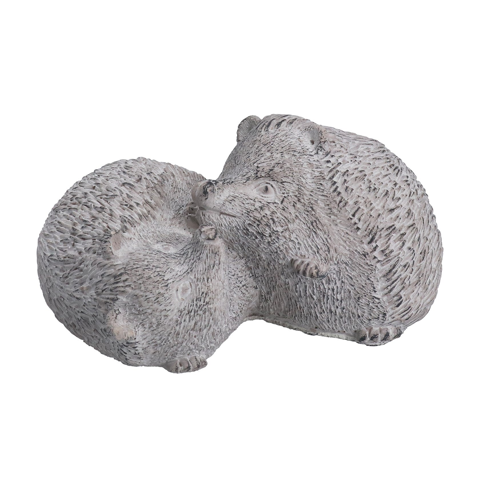 Stone effect hedgehog duo ornament