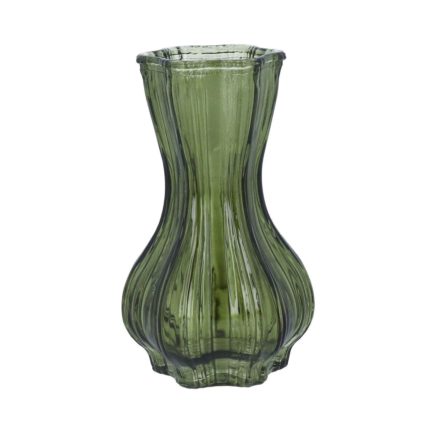 Green glass bulb bud vase (Small)