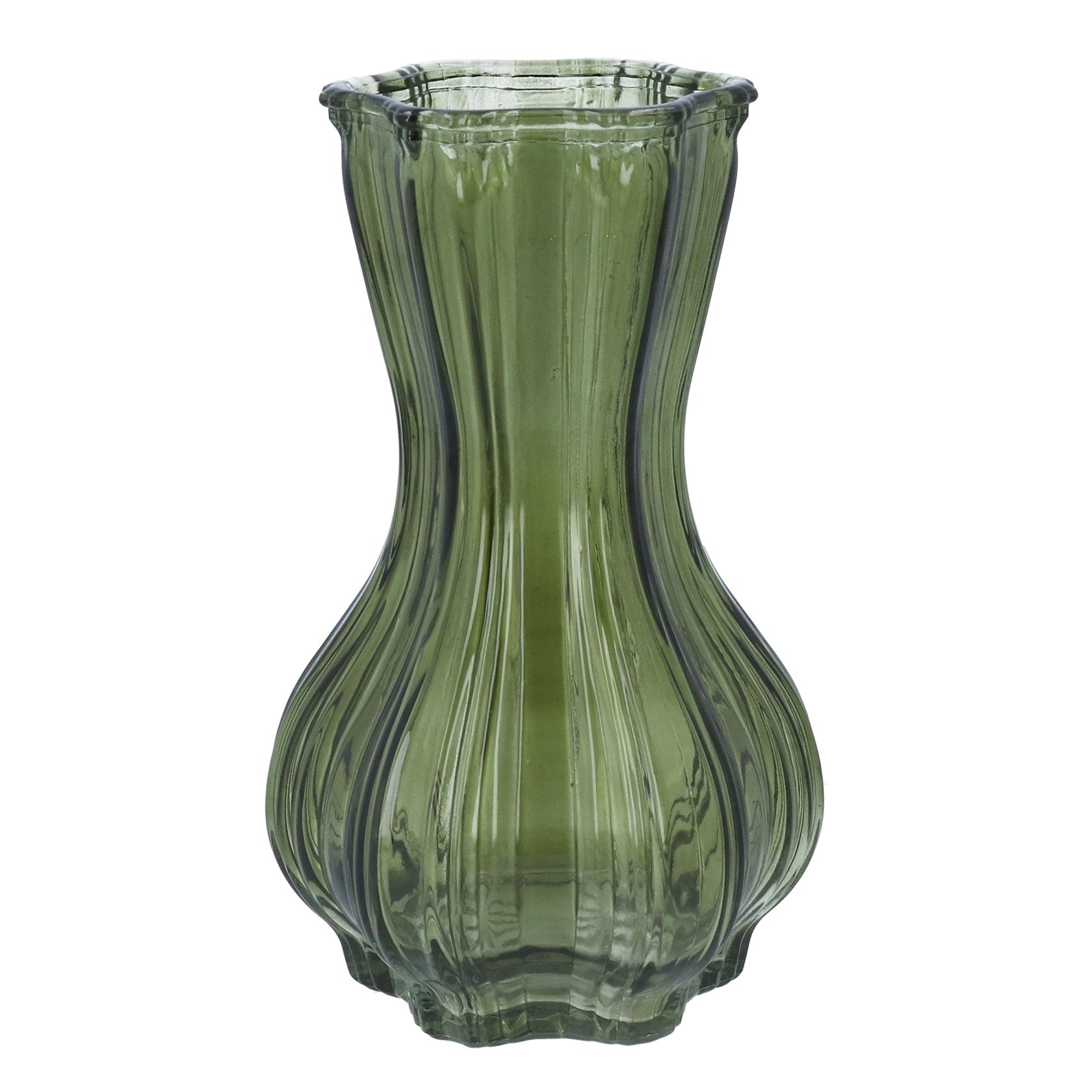 Green glass bulb bud vase (Large)