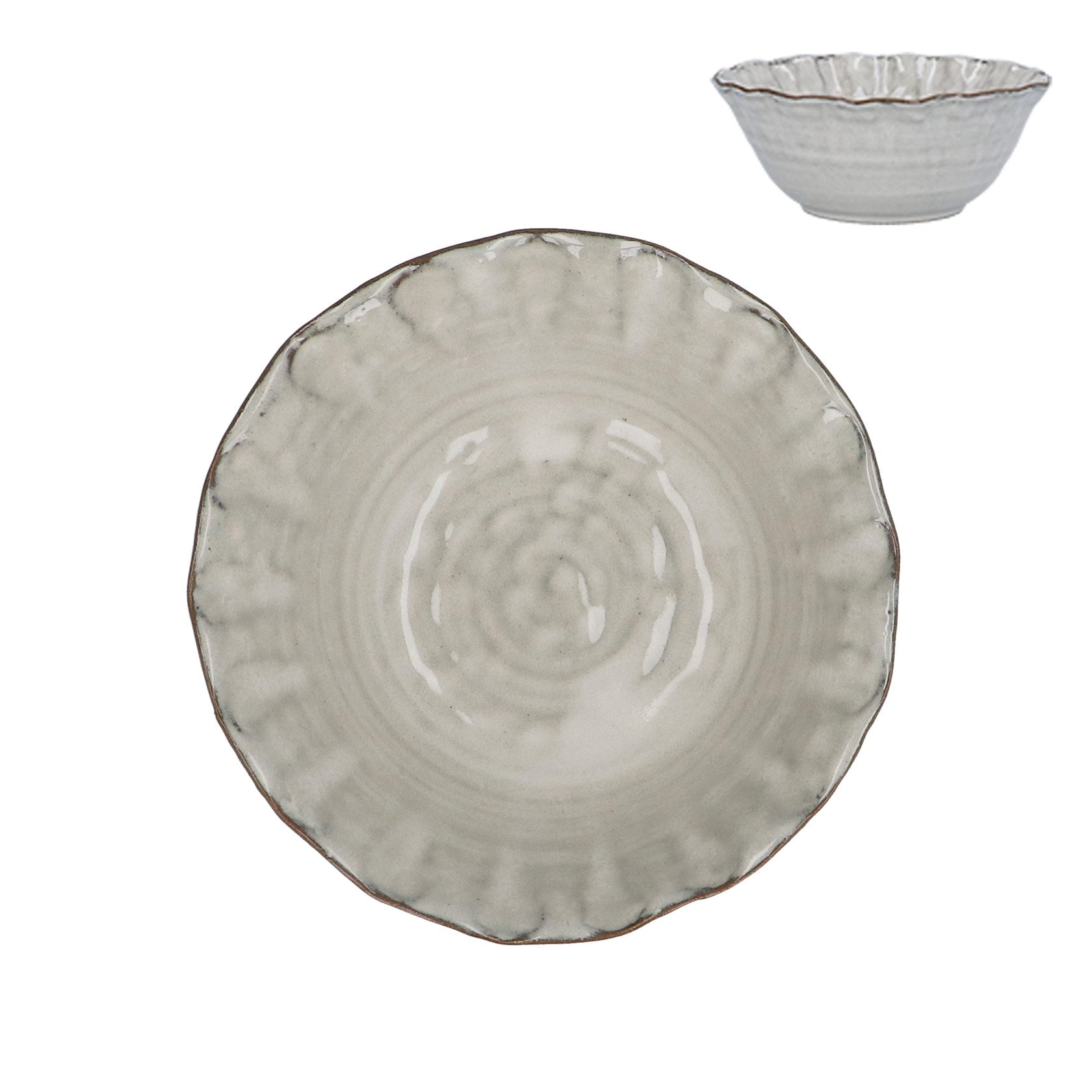 Taupe stoneware pinched bowl (Small)