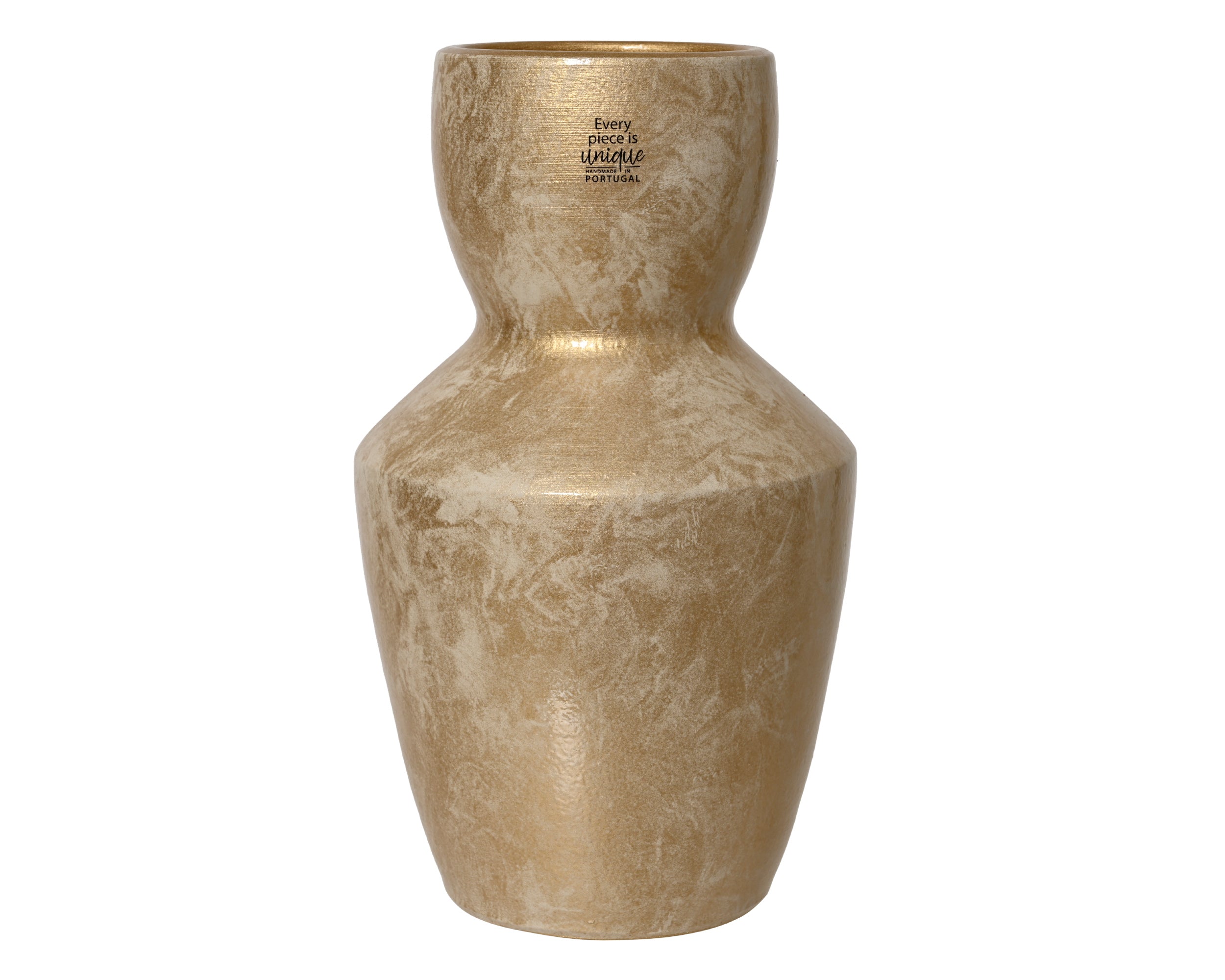 Small gold and cream irregular shaped vase
