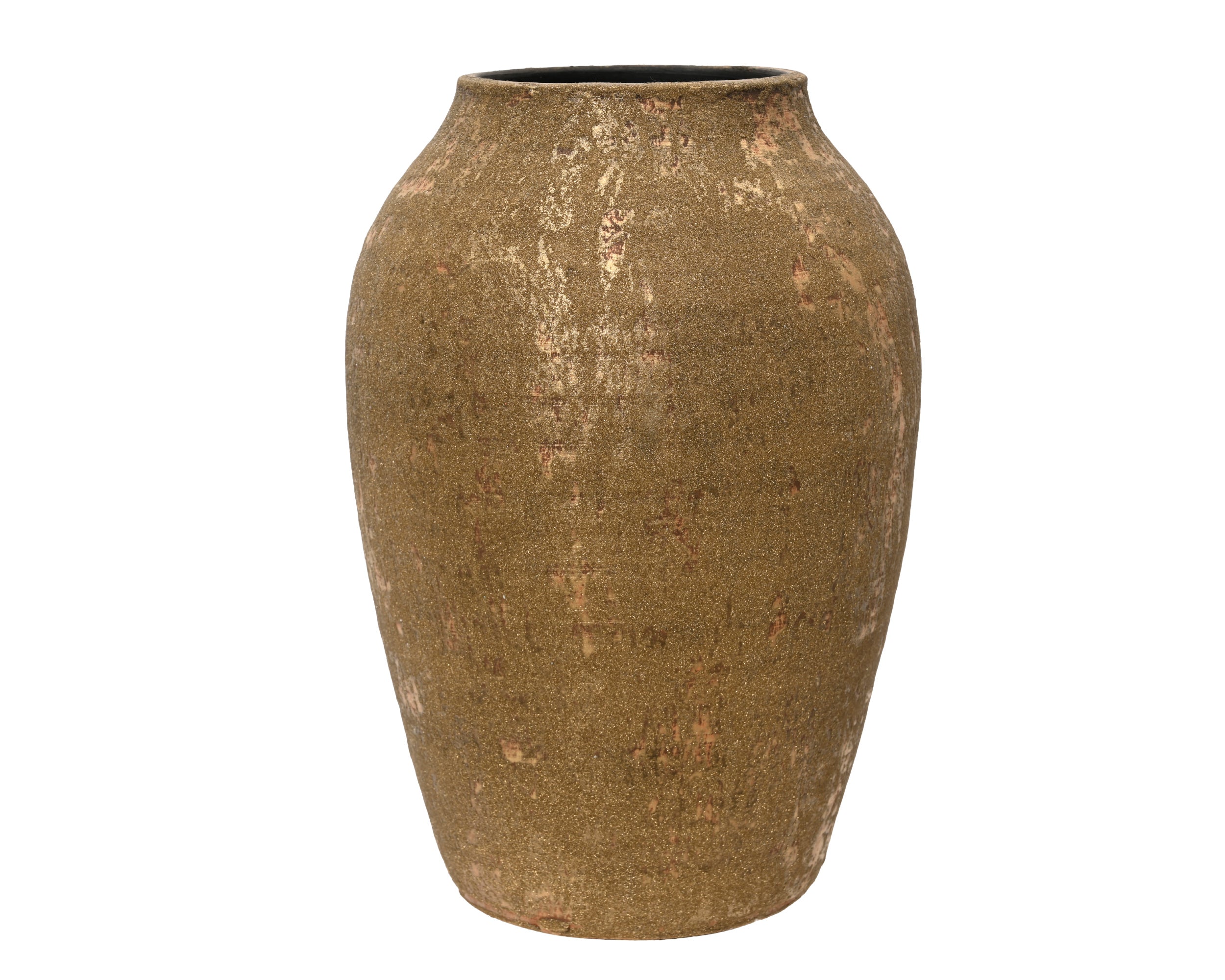 Gold glitter finish terracotta vase, 40cm H
