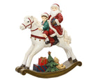 Santa and little boy on rocking horse ornament